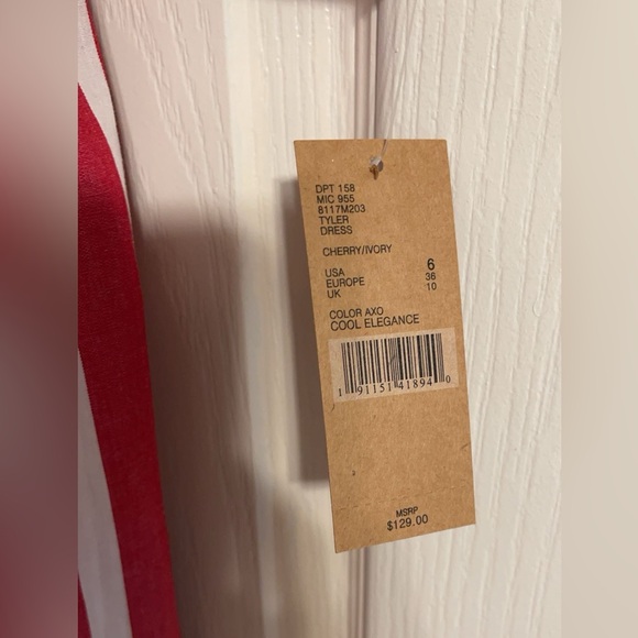 NWT Daniel Cremieux red and ivory thick line dress very cute size 6 - Picture 4 of 4